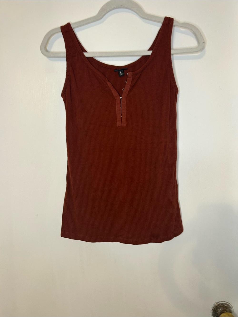 torrid Rust-Red Ribbed Henley Tank
